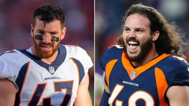 Denver Broncos linebackers Josey Jewell and Alex Singleton.